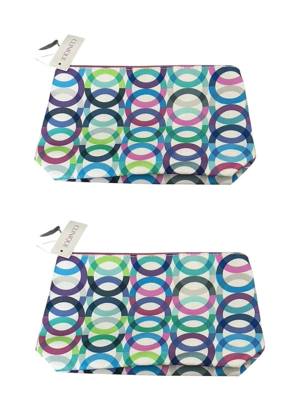 Kapitza X Clinique 2x Makeup Bag - Purple Abstract Circles New 2 Bags!